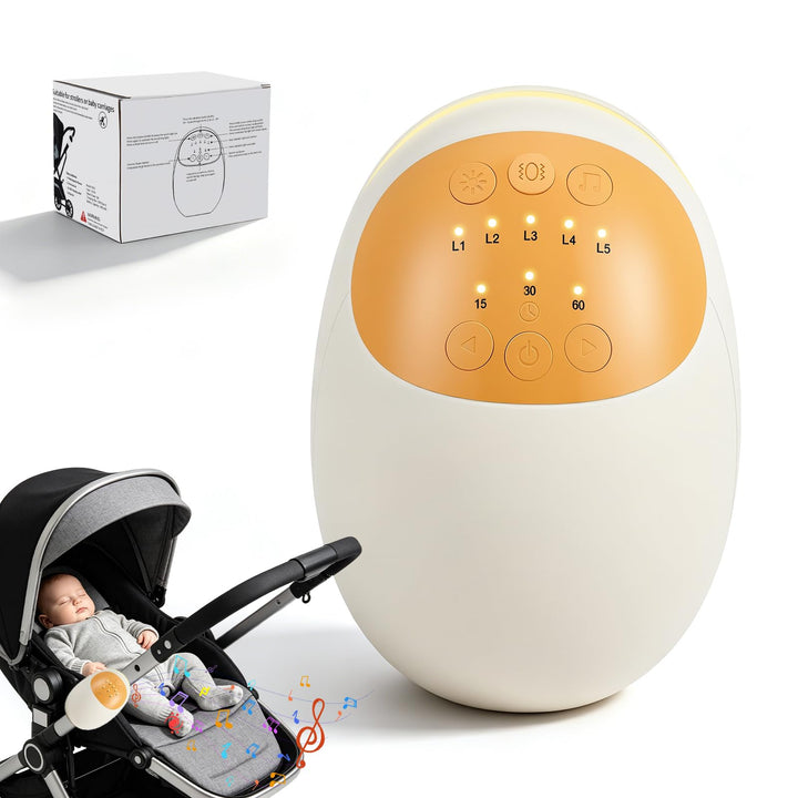 Kinderwagenschaukler,Baby Weissrauschmaschine,11 beruhigende Klänge,3 Timer-Stufen,5 Vibrationsstufe