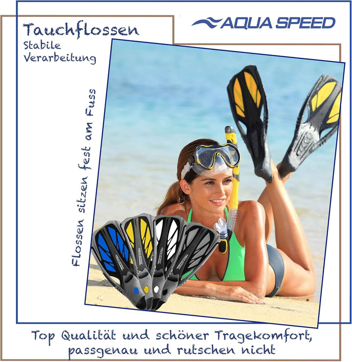 Aqua Speed Schnorchelflossen lang Erwachsene I Taucherflossen für Damen & Herren I Flossen Schnorche