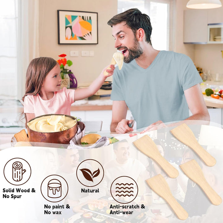HengBO Raclette Pfännchen Set 4 Stück Mini Antihaftbeschichtet Raclette Pfännchen Ersatz mit 4 Holz
