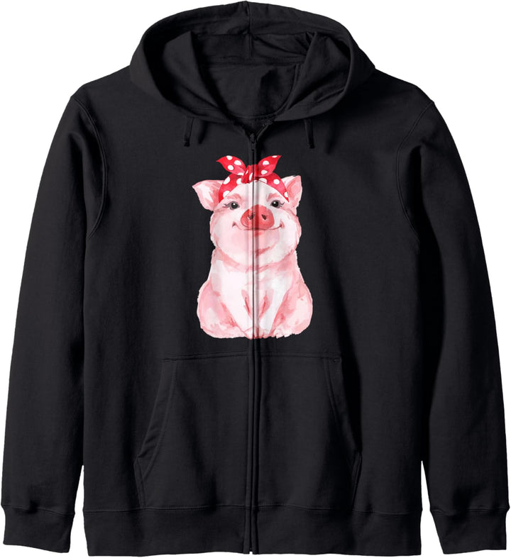 Schwein mit Bandana für Mädchen und Frauen Kapuzenjacke