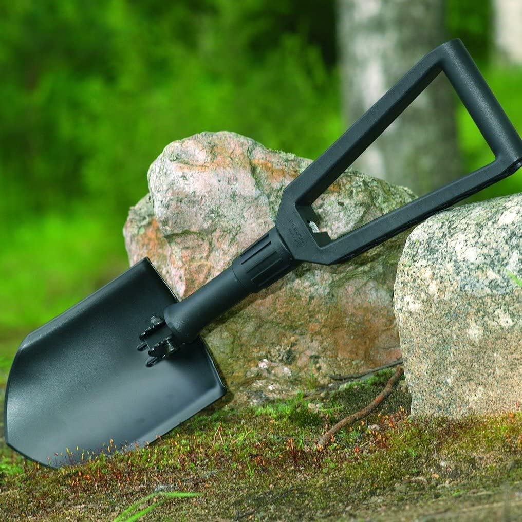 Fiskars Klappspaten für Camper und Bergsteiger, Auch als Schaufel und Hacke einsetzbar, Mit Canvas-T