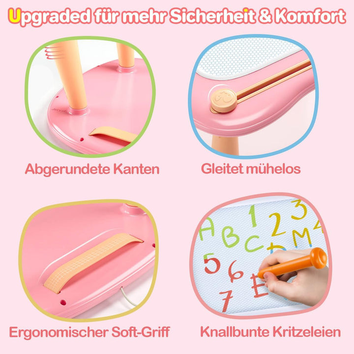 Maltafel Zaubertafel Spielzeug ab 1 jahr Mädchen, bunte Magnetische Zeichentafel mit 4 Beine, pädago