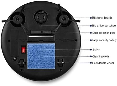 Roboter, 3 in 1 Smart 1200 mAh Akku, Roboter-Staubsauger Böden, Tierhaare, Staub Schwarz, Schwarz