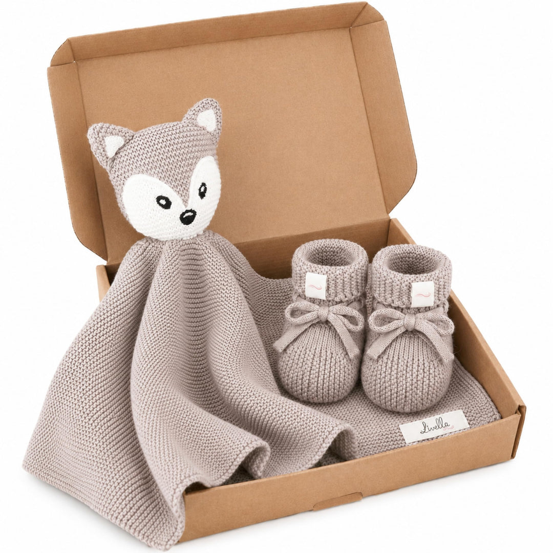 Livella Kuscheltuch „Fuchs“ mit Söckchen - Reine Bio-Baumwolle – Premium Schmusetuch, Kuscheldecke,