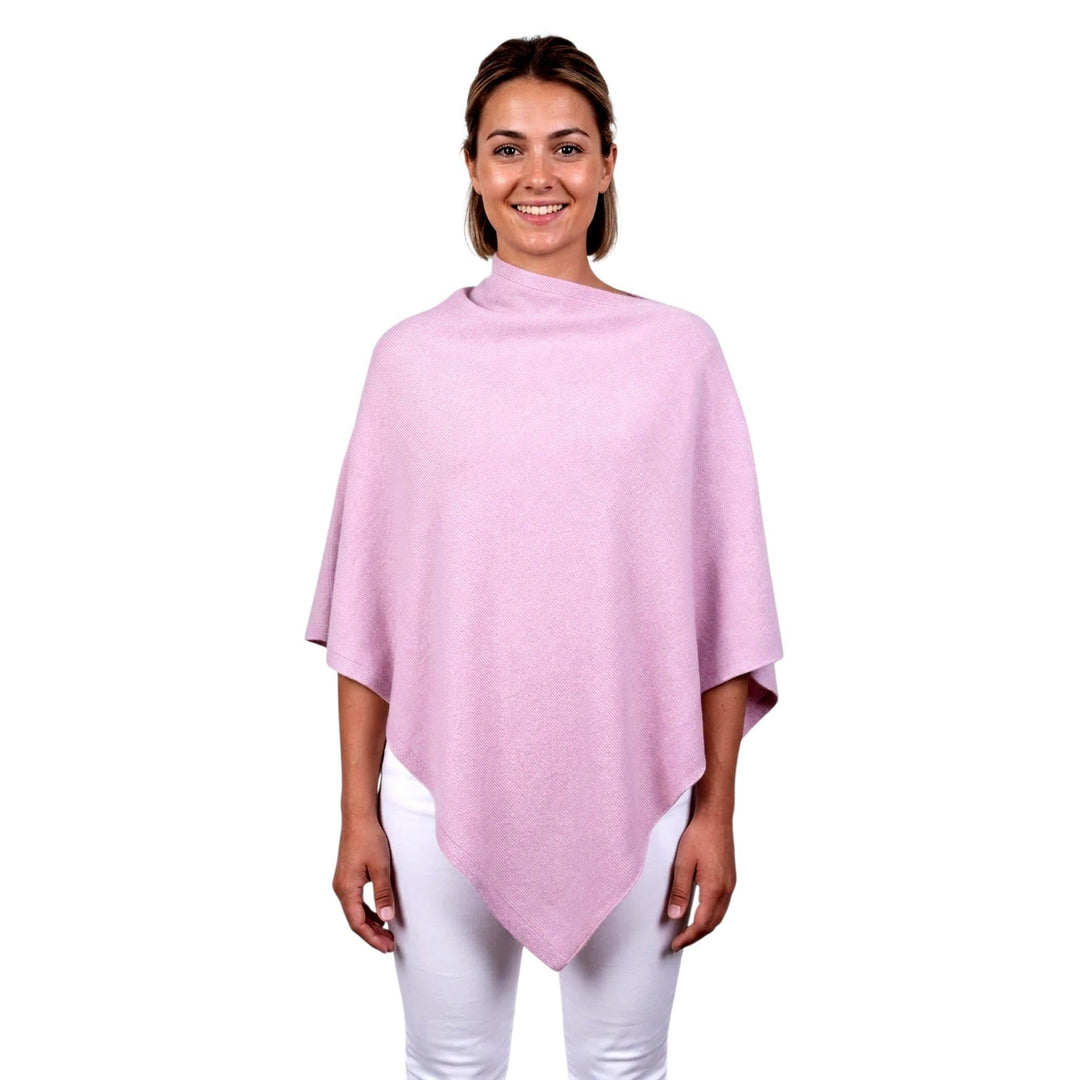 Kaschmirmischung Poncho Frau Made in Italy Merinowolle Kaschmir Schwarz Beige Weiss Blau Grau Strick
