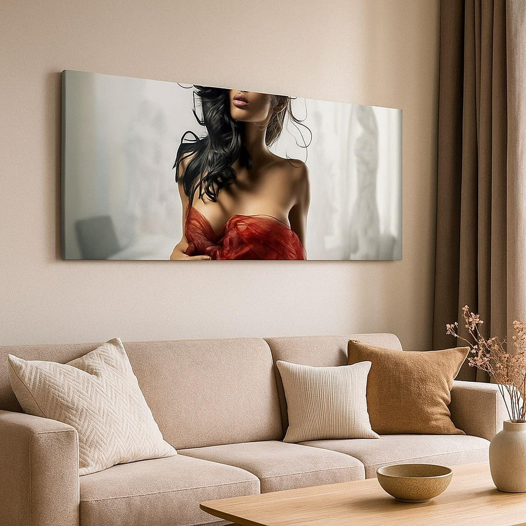 Wandbilder Dekoration Wohnzimmer Schönheit Körper Kleid Eleganz Panorama Bilder auf Leinwand 120x50c