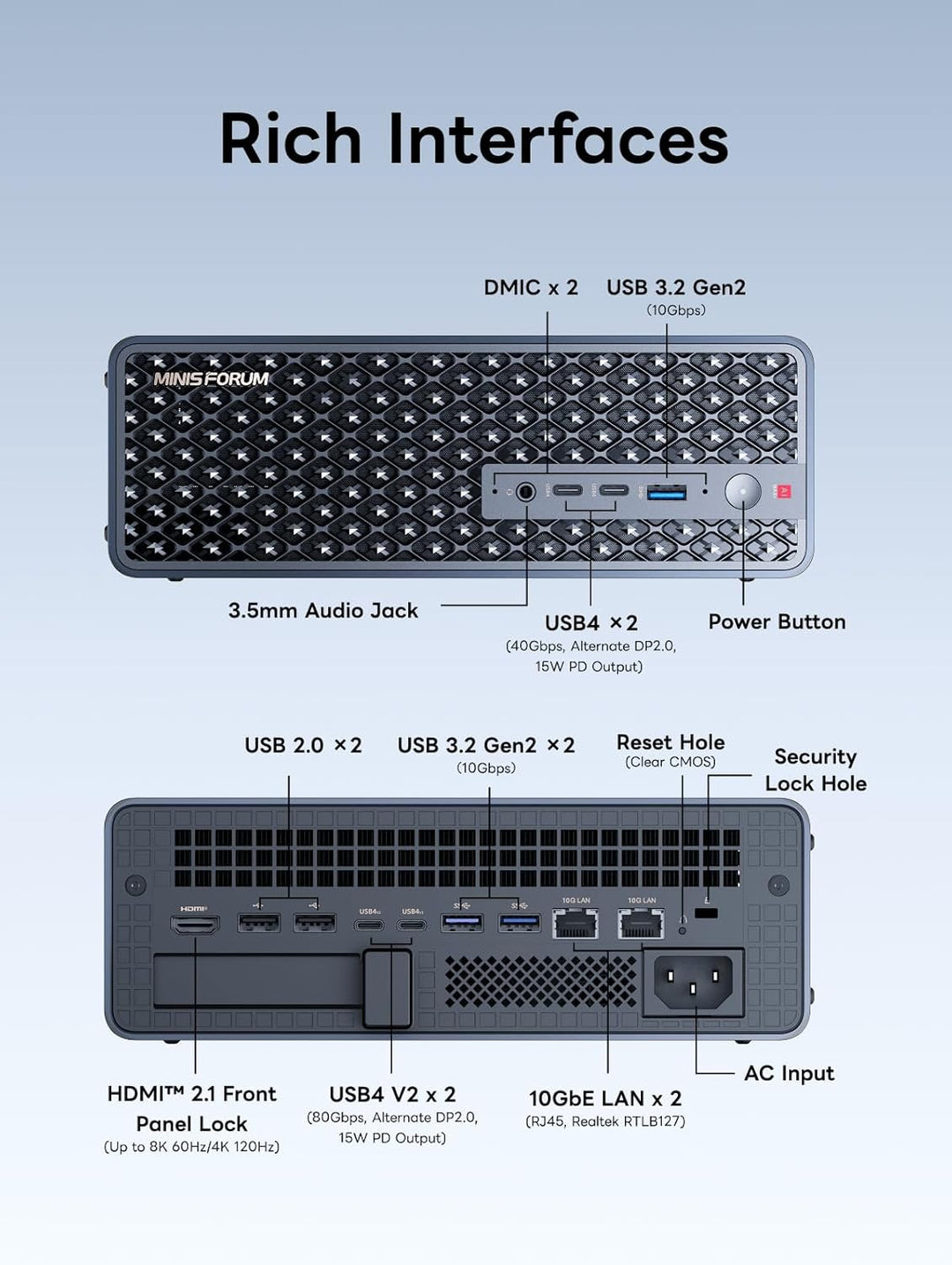 MINIS FORUM MS-S1 Max Mini Workstation AI, AMD Ryzen AI Max+ 395 (16C/32T, 5,1 GHz), RDNA 3.5 GPU, 1
