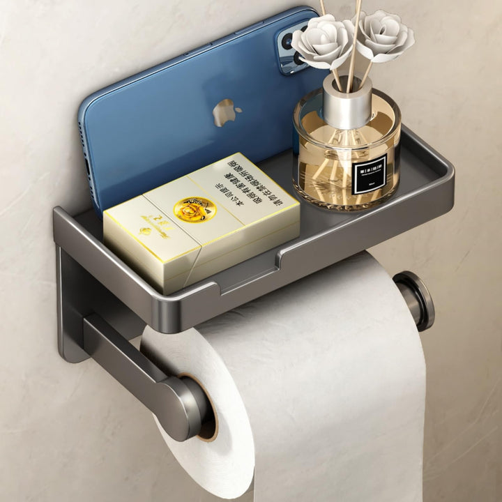 VOLDRA Toilettenpapierhalter mit Telefonablage, selbstklebend oder schraubbar Klopapierhalter, rostf