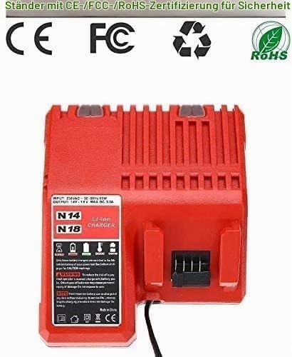 Ersatz Ladegerät für Milwaukee M18-18V M12, M18, 48-59-1806, 48-59-1840, Batterie Ladegerät Werkzeug