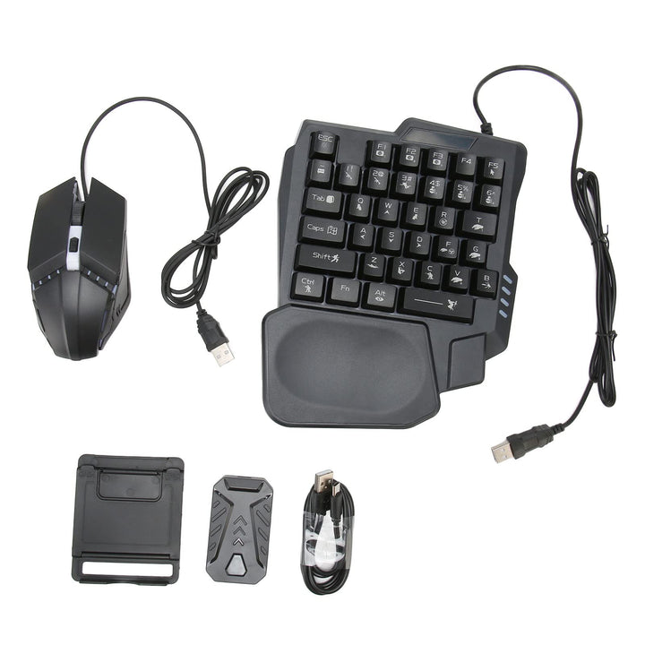 4 in 1 Mobile Game Combo -Pack, EIN Hand mit K13 -Tastatur, Maus, Konverter und Ständer, Keine Laten