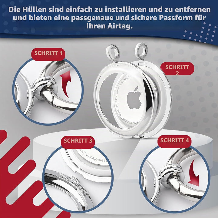 AirTag-Schlüsselanhänger aus Metall, kompatibel mit Apple AirTag, Airtag-Stossstange, Apple AirTag-H