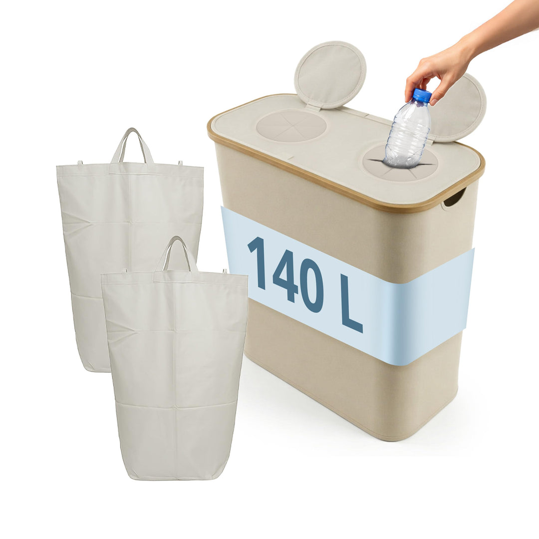 Relaxdays Pfandflaschen Sammelbehälter, 140 L, bis 60 Flaschen, 2 Innenbeutel, Flaschensammler für G