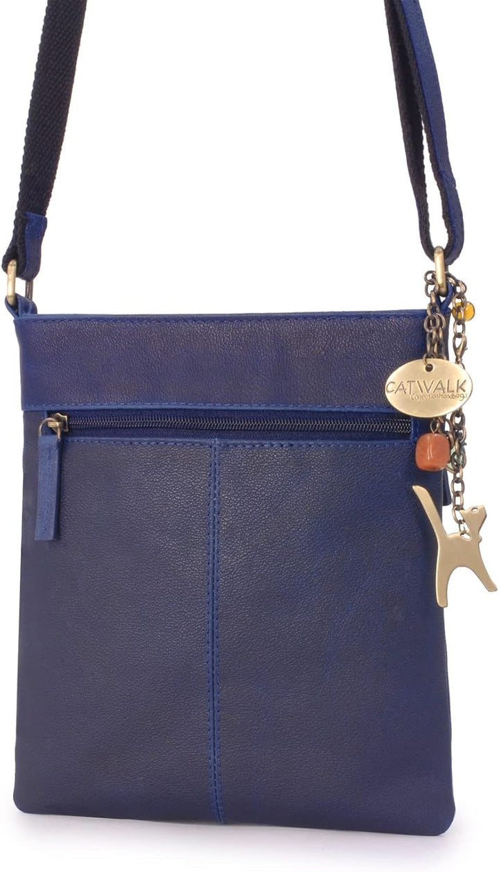 Catwalk Collection Handbags - Damen Pull - Up Leder Umhängetasche - Crossbody Bag Klein - Handtasche