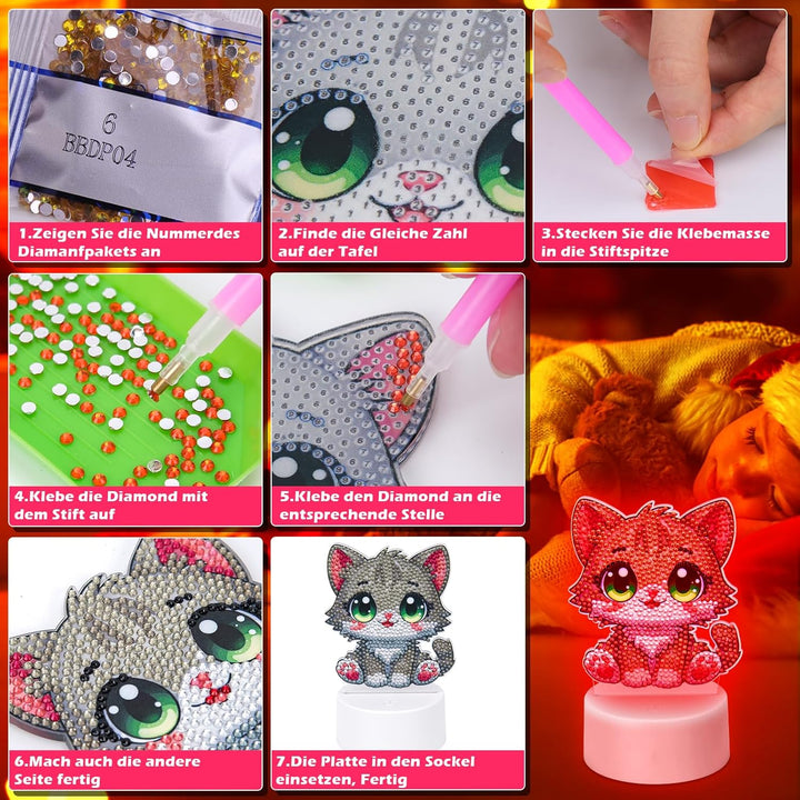 Zoyomax Diamond Painting Nachtlicht, Geschenke für Erwachsene, 3D Kreative Diamond Painting Lampe Gr