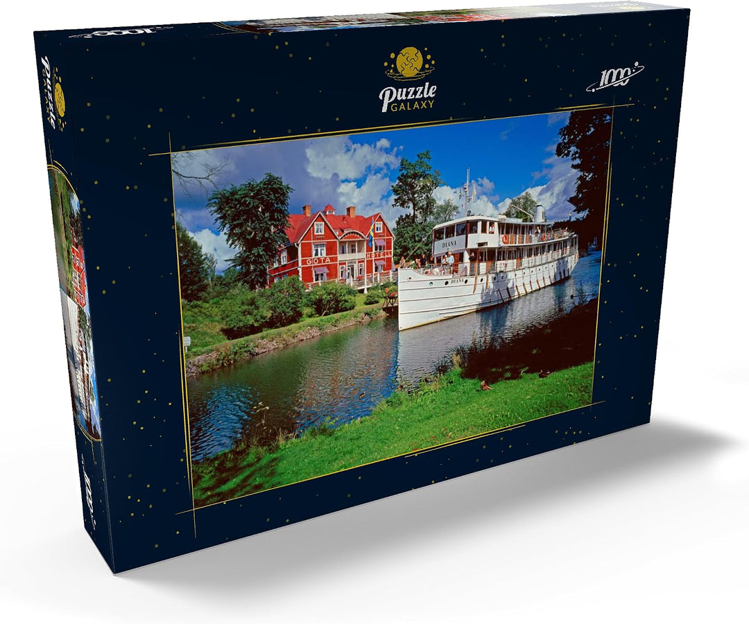 Göta Hotel am Göta Kanal mit dem Kabinenschiff Diana, Borensberg, Östergötland - Premium 1000 Teile