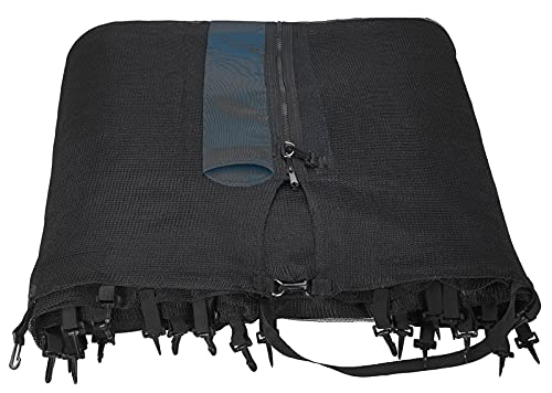 Trampolin Sicherheitsnetz Ersatznetz (für Trampolingestell 366cm mit 8 Stangen, Schwarz/Schwarz) 366