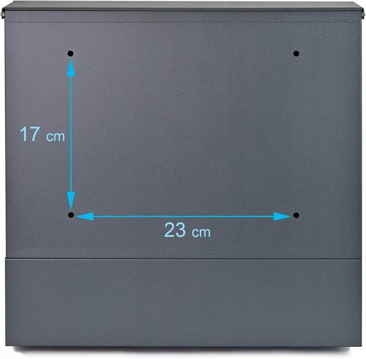 VERDA Briefkasten mit Zeitungsfach, Postkasten Designer Wandbriefkasten, 2X Schlüssel, Zeitungsrolle