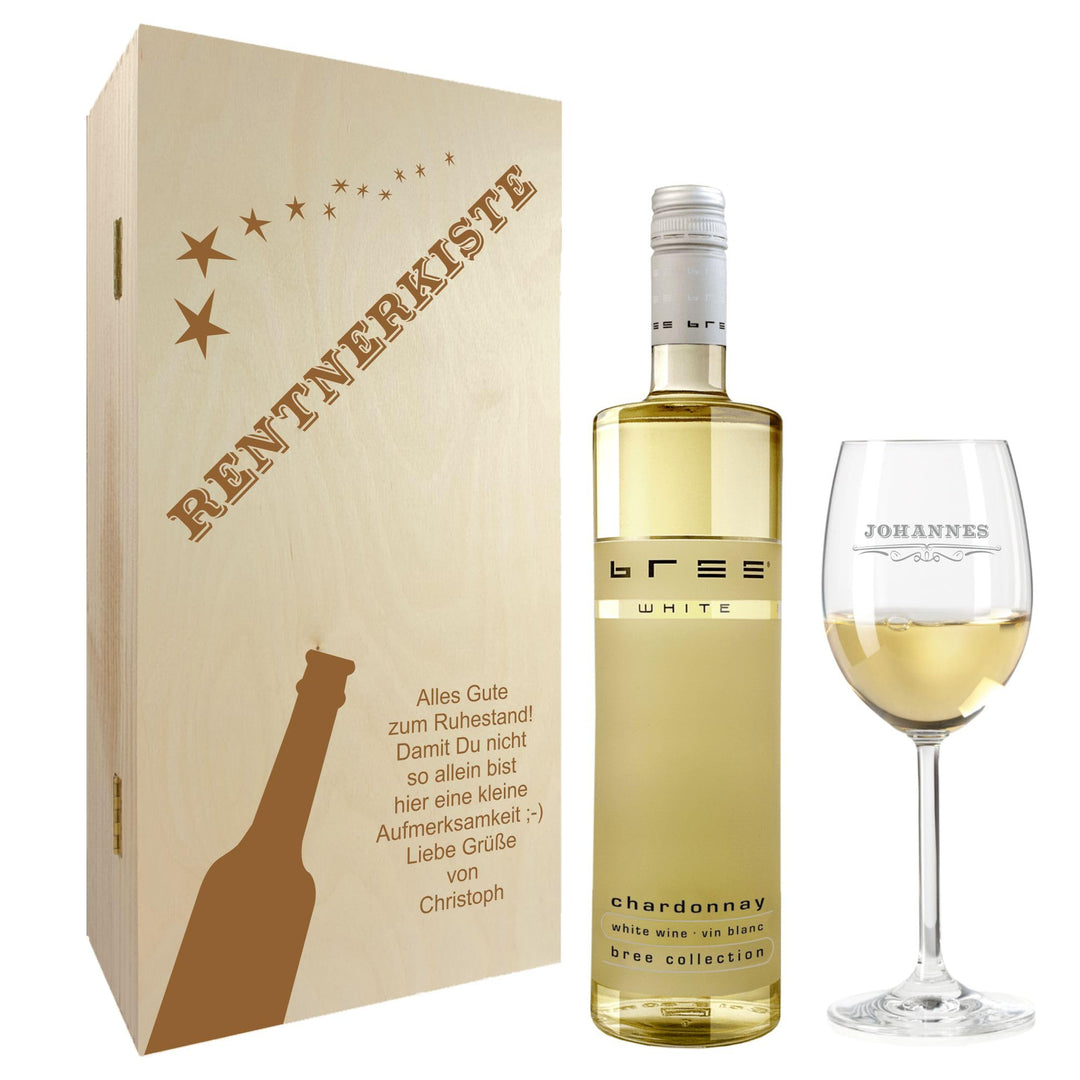 Weinglas – Geschenkset – Weinglas mit Gravur – Wein Geschenksets – Geschenk zur Rente – Ruhestand –
