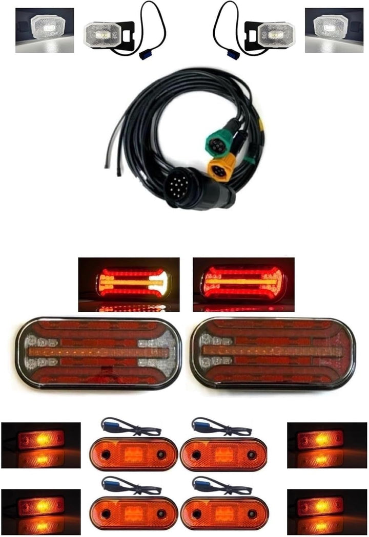 Anhängerbeleuchtung LED Rückleuchten Umrissleuchten mit Schnellanschluss 13 polig Kabelsatz 5 m Set