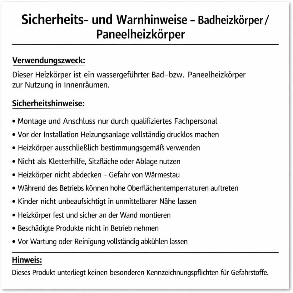 Paneelheizkörper Heizkörper Badheizkörper horizontal 298 x 1400 seitlicher Anschluss (469 Watt nach