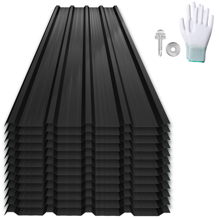 SUBTLETY 12er Wellplatten Verzinkter Stahl Trapezblech Dachblech Set mit inkl. Schrauben und Handsch