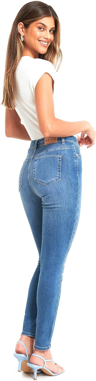 NA-KD Damen Skinny High Waist Jeans