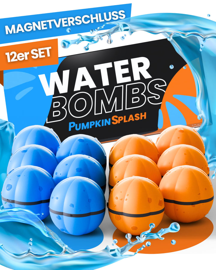 12x Wasserbomben wiederverwendbar in 2 starken Team-Farben [in 1 Sekunde befüllbar] - premium Siliko