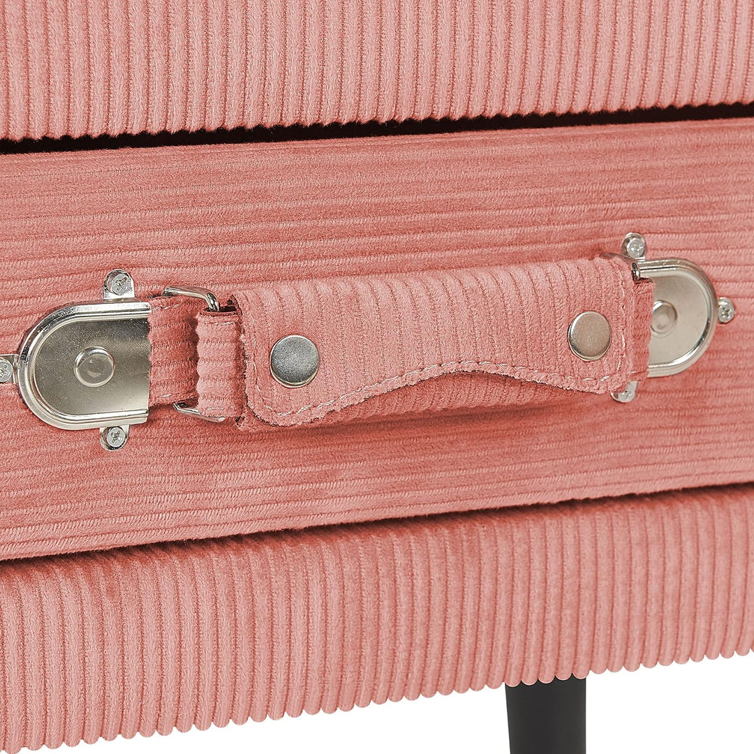 Lustiger Nachttisch 1 Schublade Koffer-Optik Cord rosa Eurostar