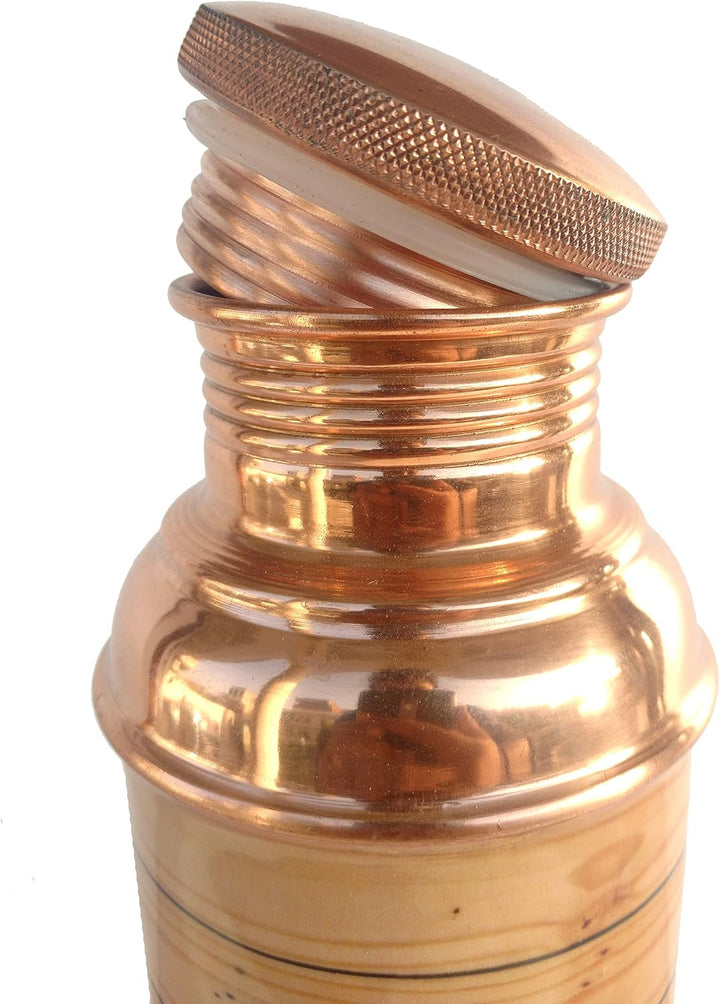 Holz Design Siebdruck reines Kupfer Wasser Flasche 950 ml Fassungsvermögen Ayurveda Gesundheit Benef