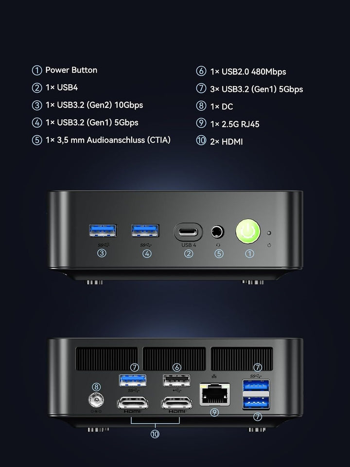GMKtec K17 AI Mini PC, Intel Core Ultra 5 226V (bis zu 4,5 GHz), 16 GB LPDDR5X 8533 MT/s, 512GB PCIe