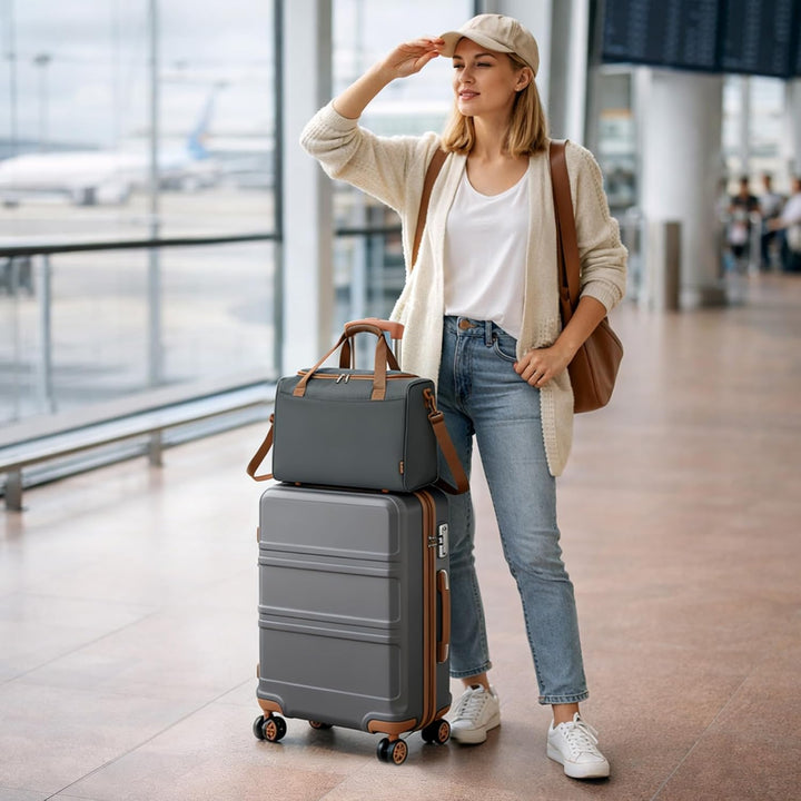 KONO 55cm Handgepäck-Koffer Trolley Set 2 Teilig Gepäcksets, Kleiner Koffer mit Rollen Handgepäck Se