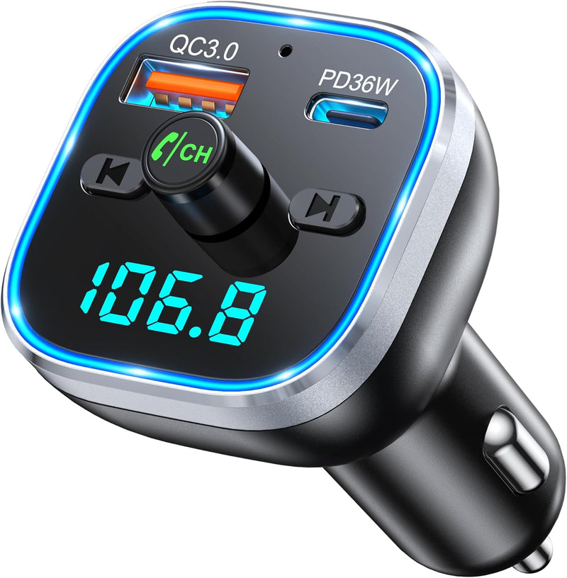 Mohard Bluetooth Adapter Auto, 54W [PD & QC 3.0] Schnellladung FM Transmitter Auto Bluetooth, Freisp