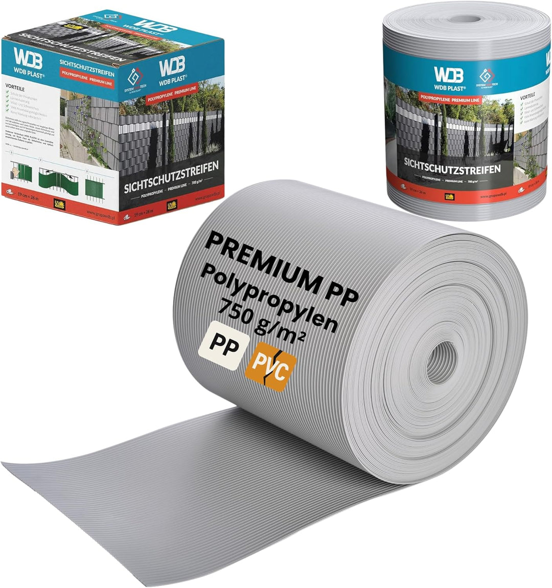 WDB Premium Hart PP Sichtschutzstreifen für Doppelstabmatten - Polypropylen Sichtschutz für Gartenza