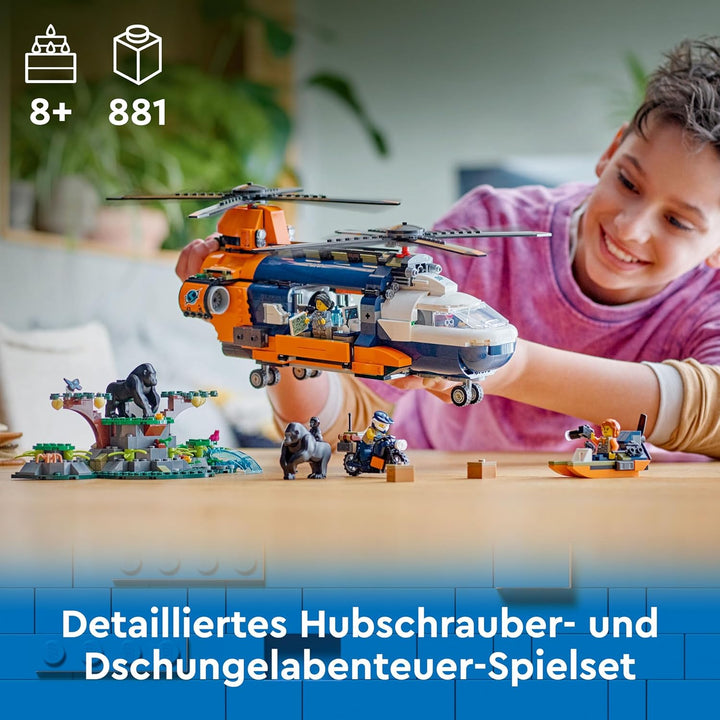 LEGO City Dschungelforscher-Hubschrauber, Abenteuer-Spielset für Kinder ab 8 Jahren, Weihnachts- ode