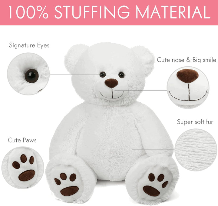 LotFancy Teddybär Kuscheltier 50cm, Plüschtier Stofftier Teddy, Süsses Geschenk für Kinder Mädchen F