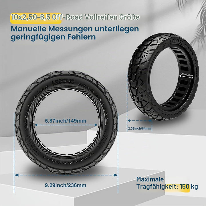 60/70-6.5 Solid Reifen 10x2.50 vollgummireifen Geländereifen für Ninebot Max G30/G30 D2/F2 Pro D/E3