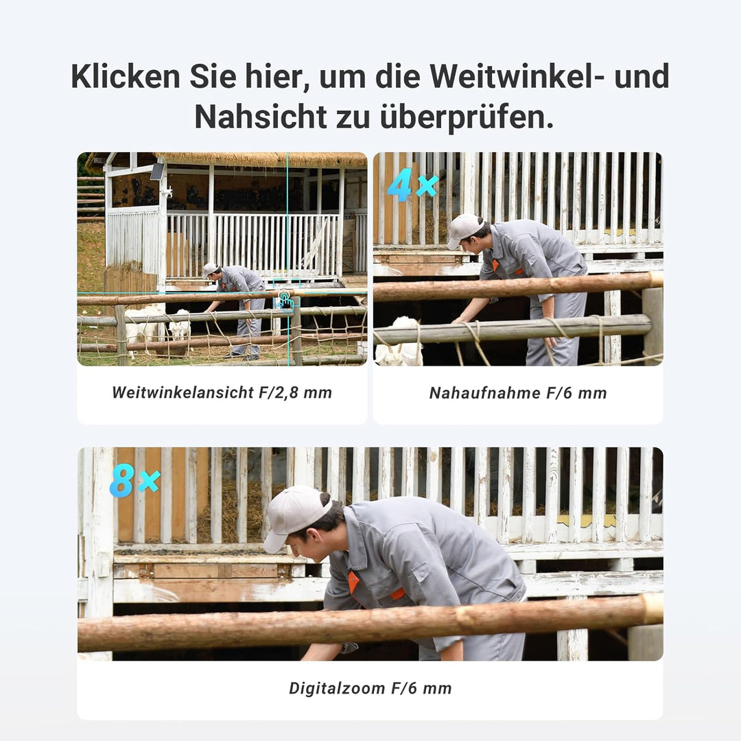 EZVIZ 4G Überwachungskamera Aussen Solar mit 10400mAh Akku, 4MP+4MP Dual-lens, 360° PTZ Auto-Track,