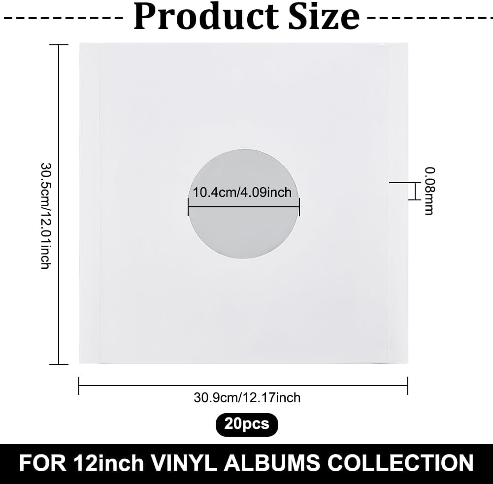 BENECREAT 20 Stück 30cm Vermeiden Statische Aufladung Vinyl-Schallplattenhüllen, Schallplatten-Innen