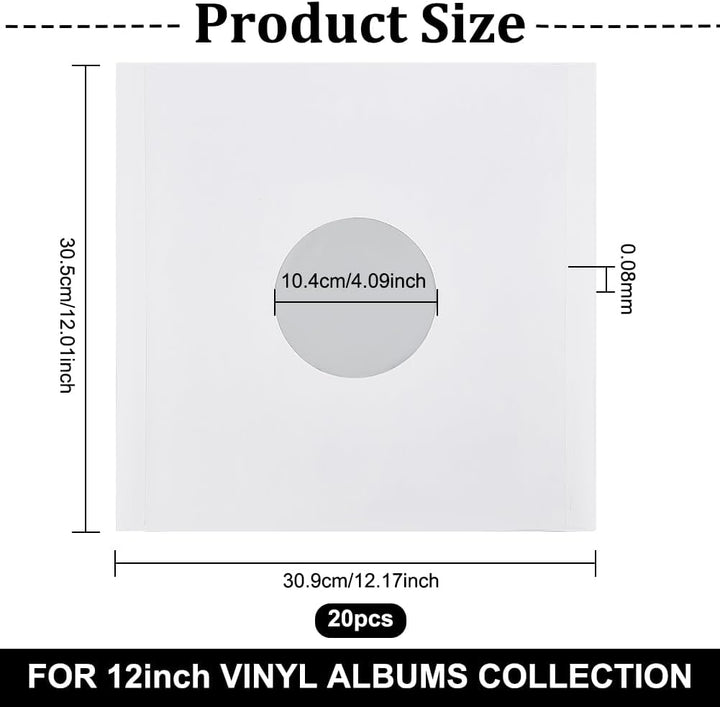 BENECREAT 20 Stück 30cm Vermeiden Statische Aufladung Vinyl-Schallplattenhüllen, Schallplatten-Innen