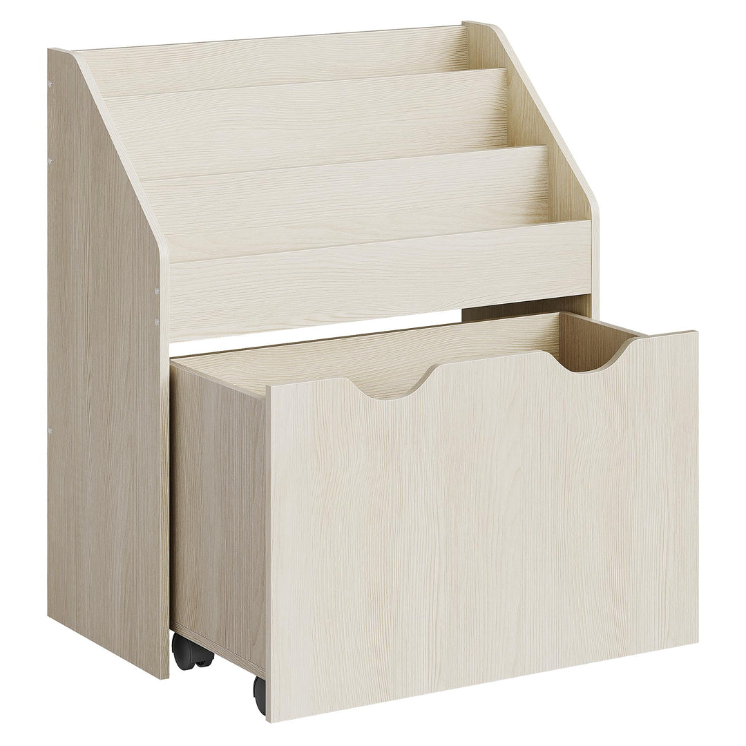SONGMICS Bücherregal Kinder, Kinderregal, Spielzeugregal, mit 3 Regalebenen, Aufbewahrungsbox auf Ro