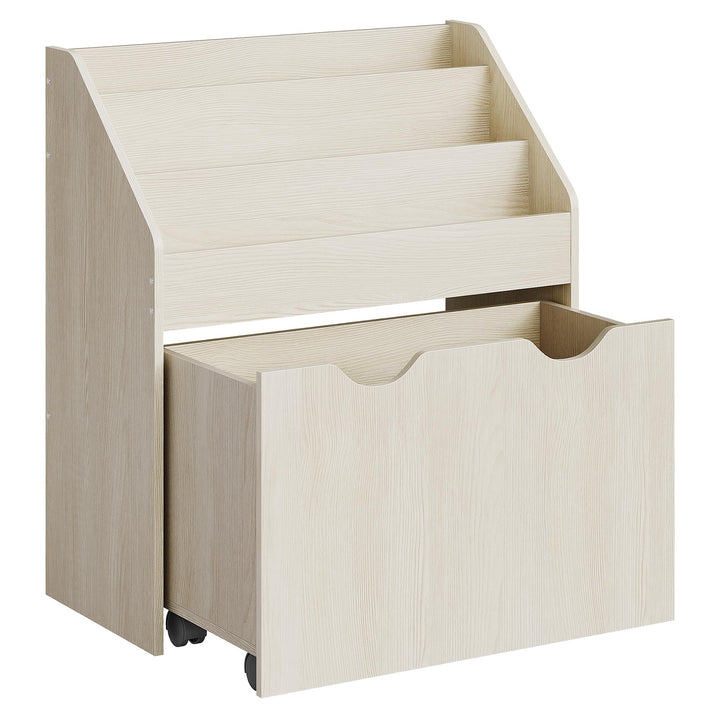 SONGMICS Bücherregal Kinder, Kinderregal, Spielzeugregal, mit 3 Regalebenen, Aufbewahrungsbox auf Ro