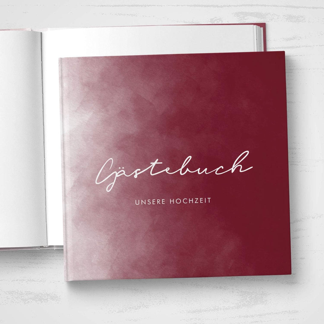 DeinWeddingshop Gästebuch zur Hochzeit, Hochzeitsgästebuch Fotobuch Hardcover - Watercolor Serie - q