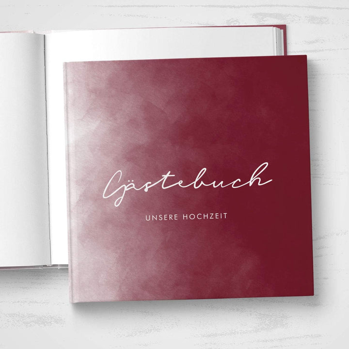 DeinWeddingshop Gästebuch zur Hochzeit, Hochzeitsgästebuch Fotobuch Hardcover - Watercolor Serie - q