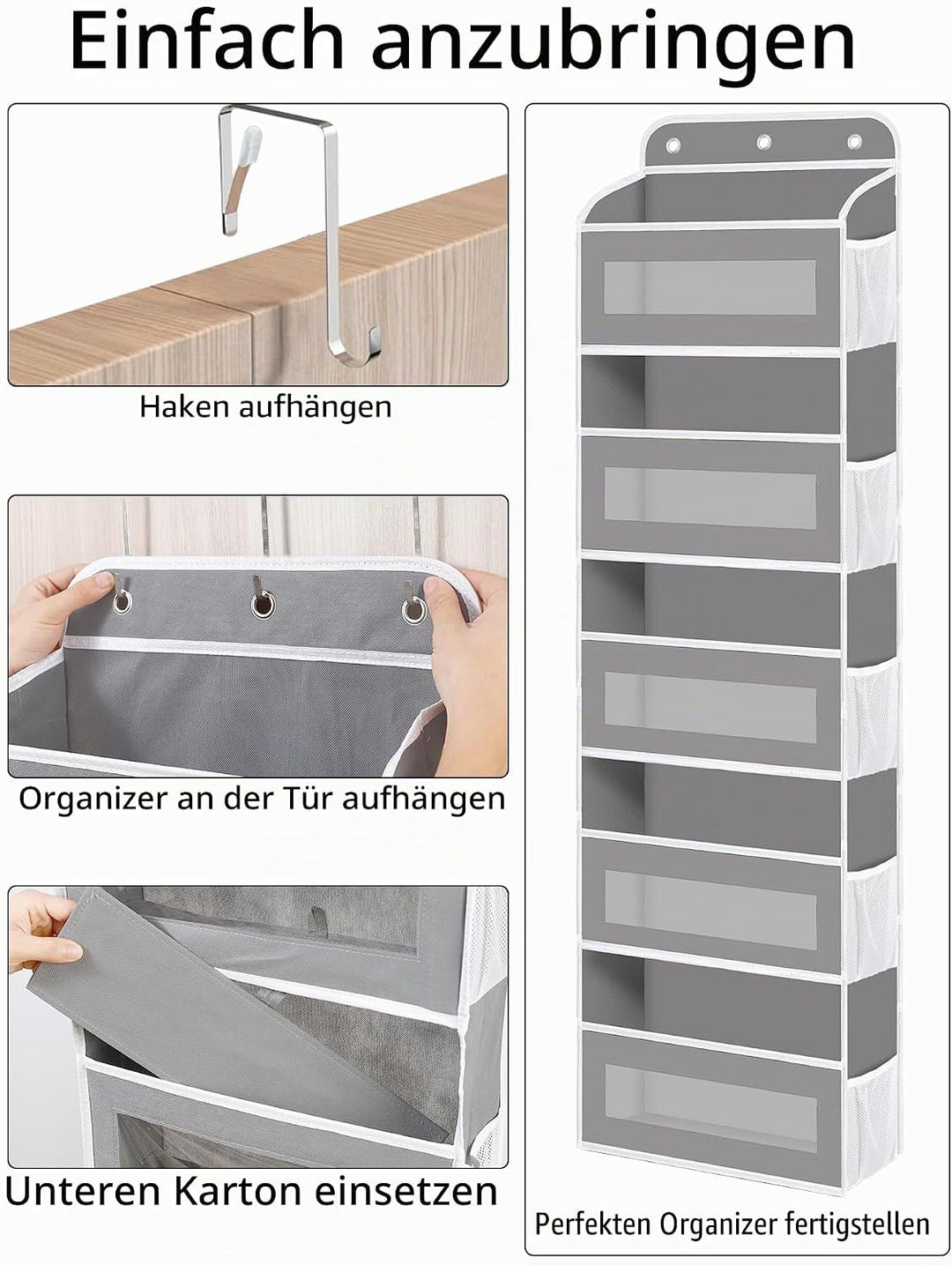 KYEVIS Over The Door Organizer Storage 2 Pack, 5 Shelves Door Organizer Hanging with 10 Mesh Pockets
