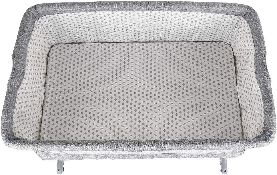 OHMG Beistellbett, Co-Sleeping, Wiege mit Moskitonetz, Höhenverstellung, 4 Räder, Matratzenzubehör,