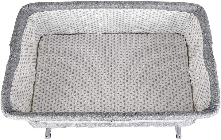 OHMG Beistellbett, Co-Sleeping, Wiege mit Moskitonetz, Höhenverstellung, 4 Räder, Matratzenzubehör,