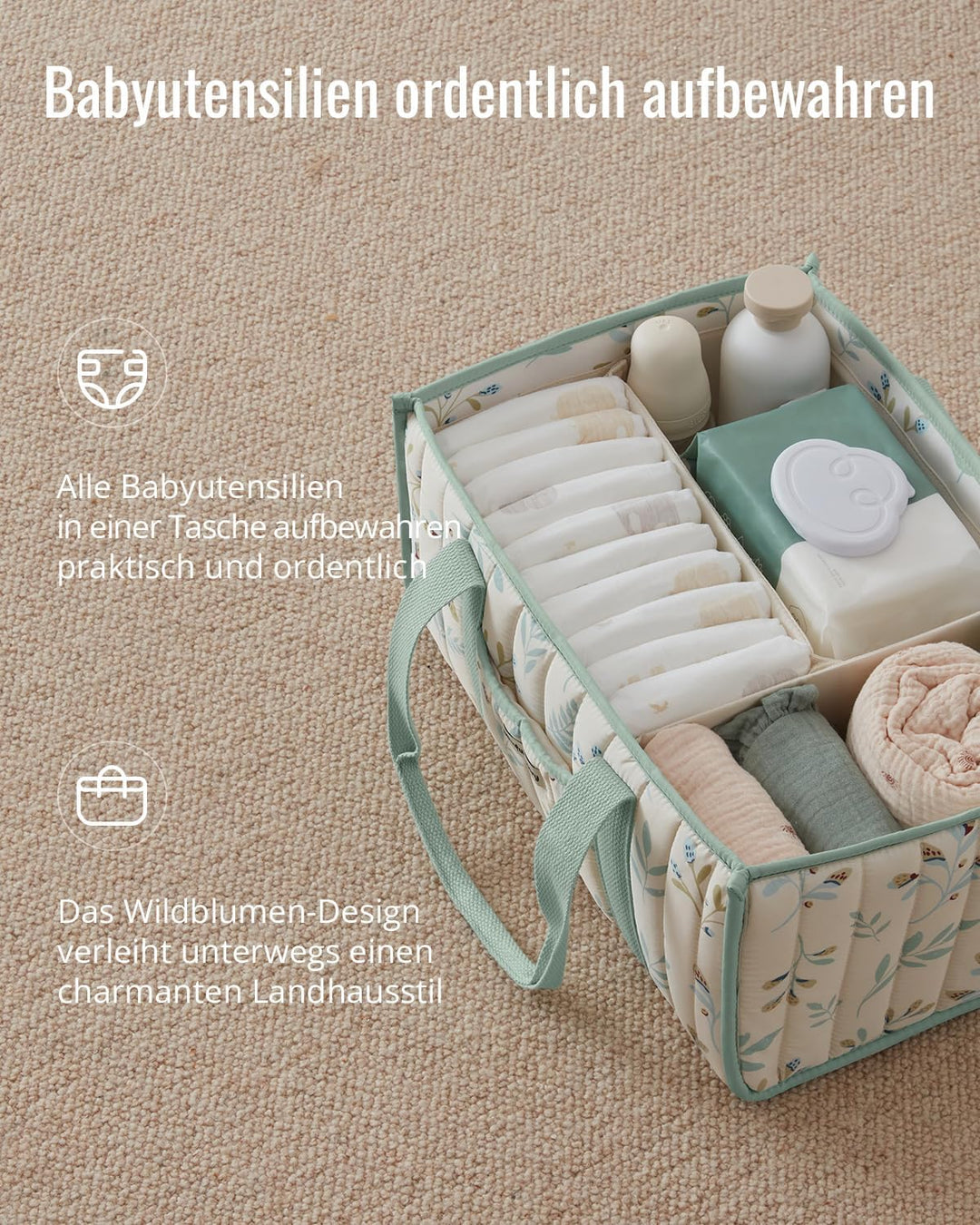 Blissful Diary Wickeltisch-Organizer, Wickelkorb für die Wickelstation, Stilvoller Wickelorganizer f
