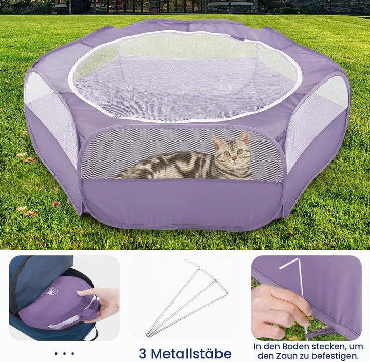 Pawaboo Kleintiere Freigehege, Wasserdicht Faltbar Kaninchen Freilaufgehege für Hasen Hühner Kätzche