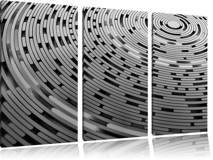 Pixxprint Monocrome, Abstrakte Schallplatte, Love Music 3-Teiler Leinwandbild 120x80 Bild auf Leinwa