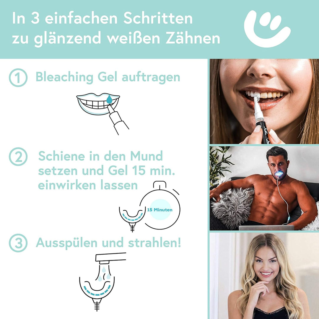Hochwertiges Teeth whitening kit von UniqueSmile - All in One Bundle für Zahnaufhellung & weisse Zäh